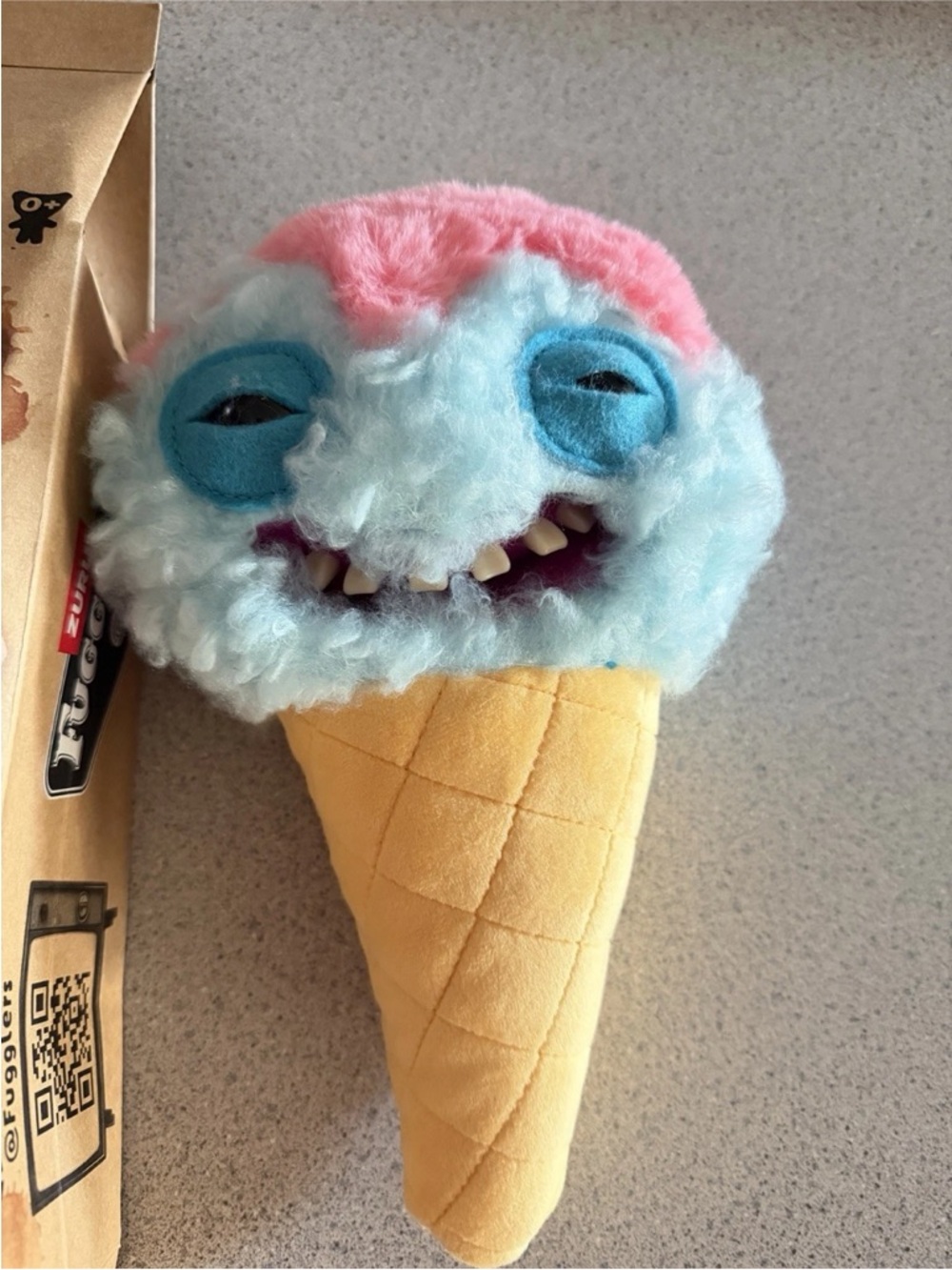 Fuggler Fuggalicious Ice Cream Cone 9" Plush Walmart Exclusive Bag Sloppy Scoops
